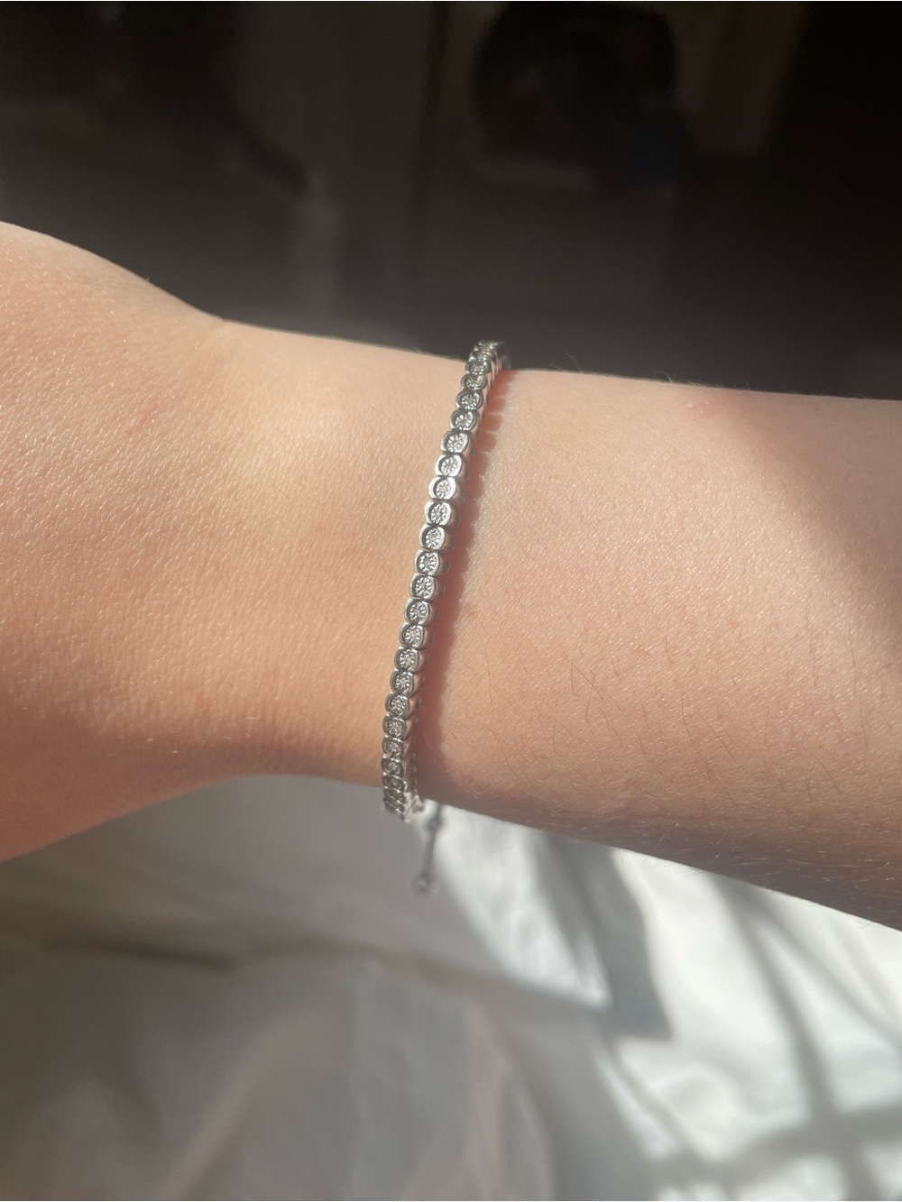 Classic Sterling Silver Tennis Bracelet with Sparkling Diamonds